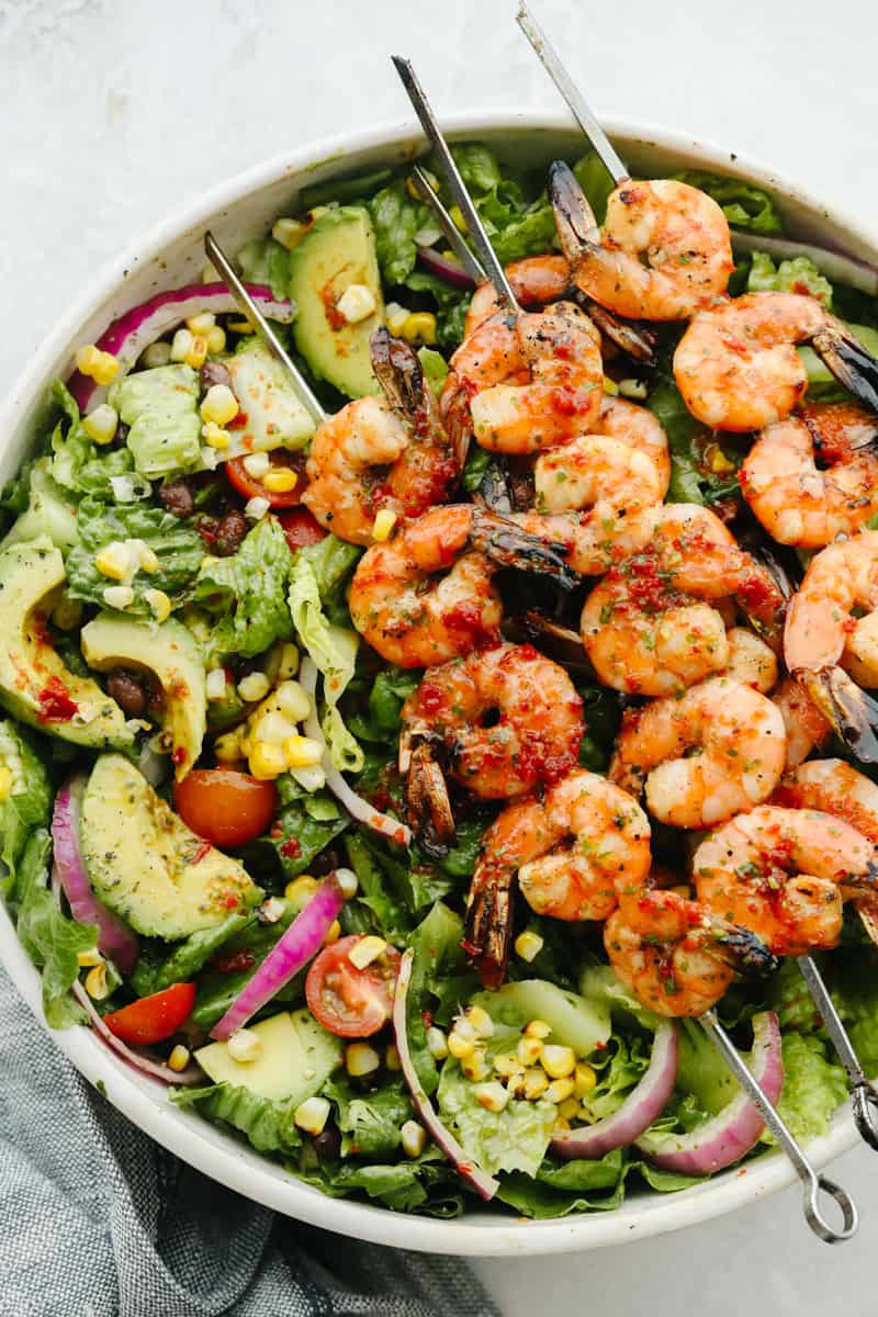 Honey-Lime Grilled Shrimp Salad with Avocado and Jalapeño Vinaigrette