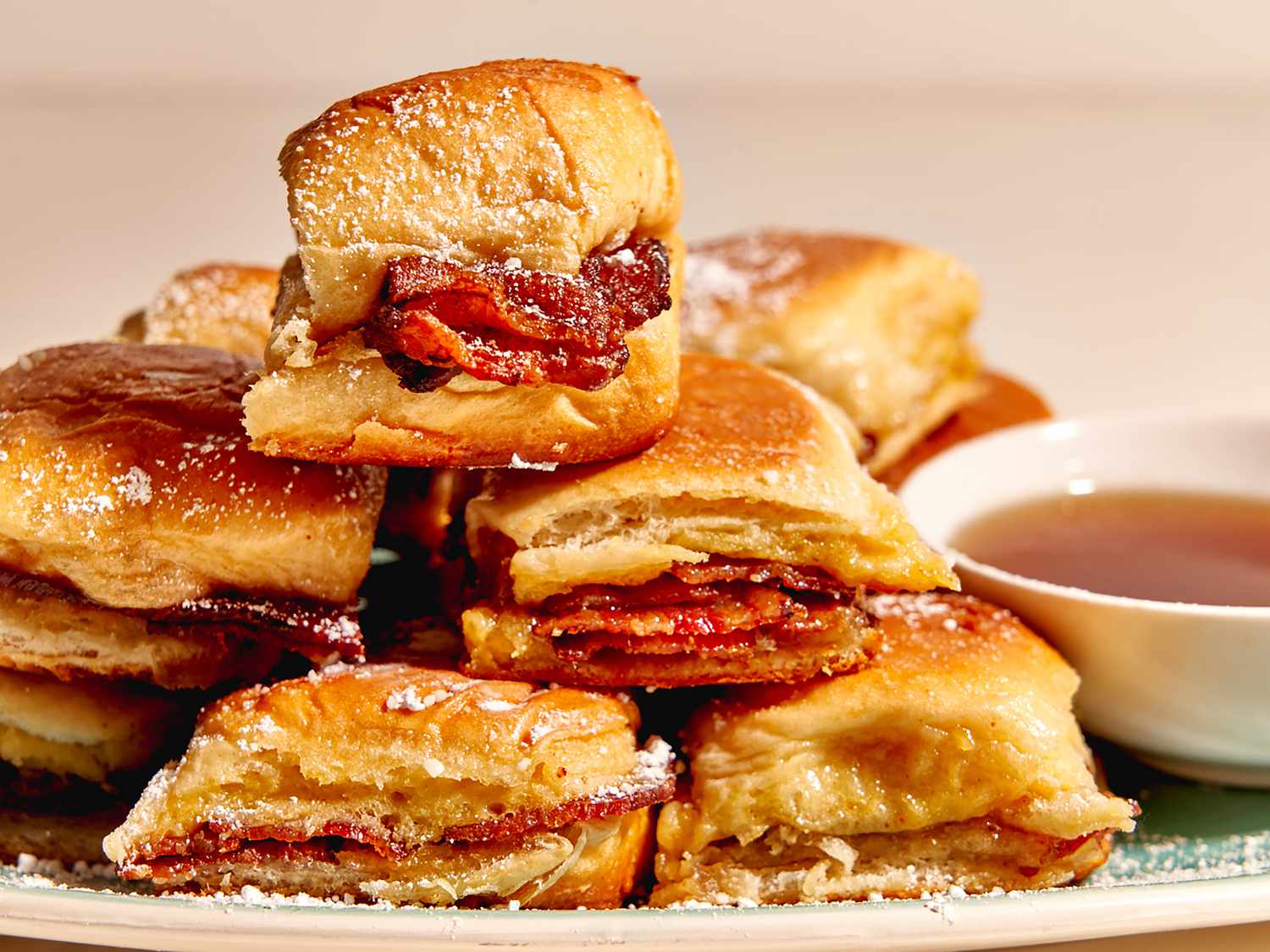 Smoky Bacon and Egg Sliders with Maple Syrup Drizzle