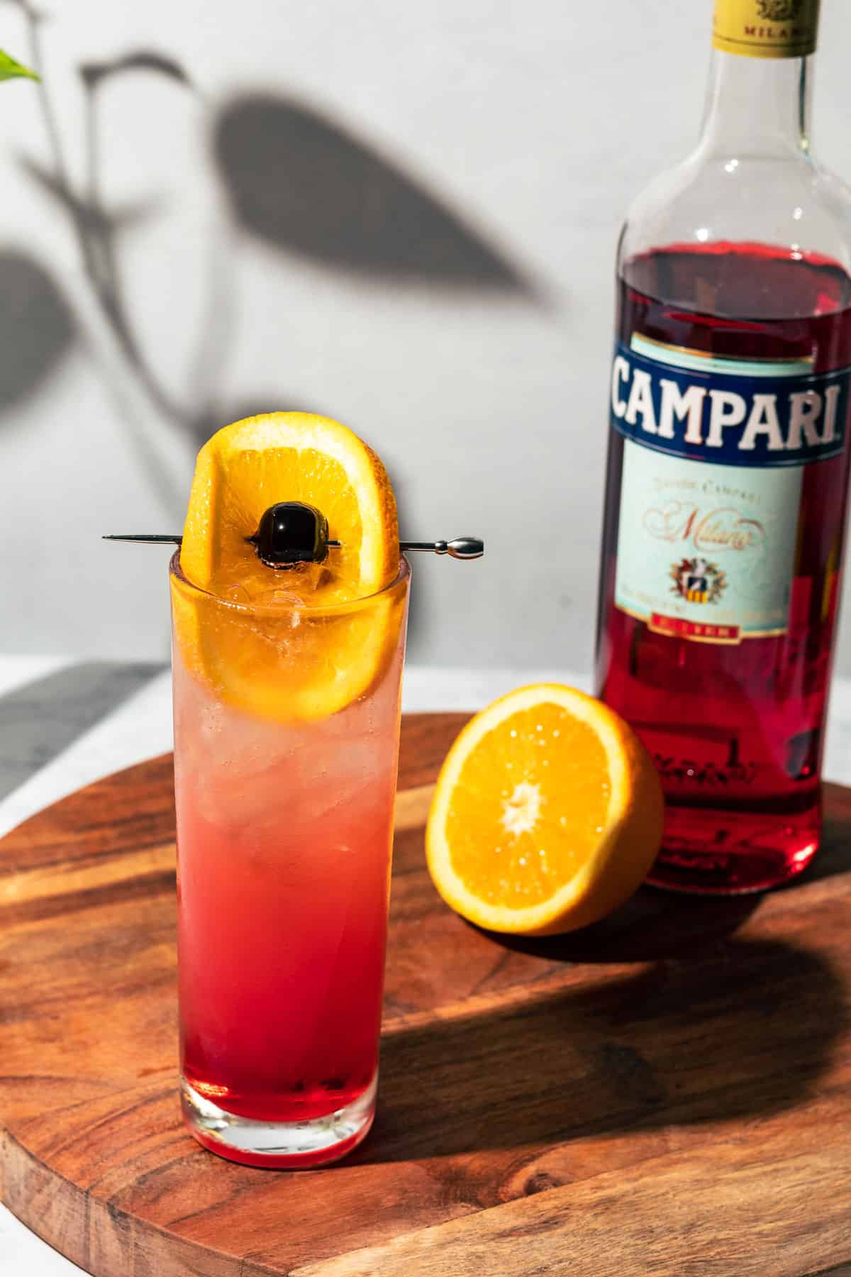 Bitter Campari Highball with Soda and Orange