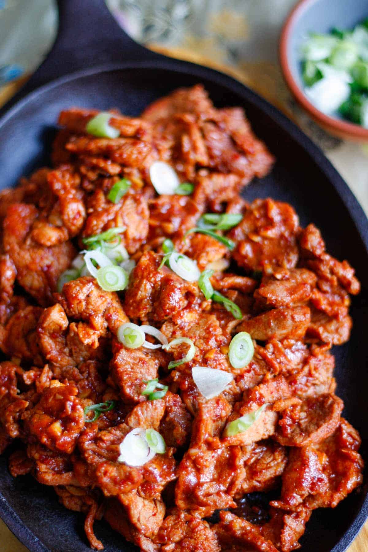 Pan-Seared Korean Spicy Pork with Scallions
