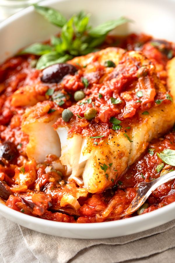 Baked Garlic-Parmesan Cod with Spiced Tomato Sauce