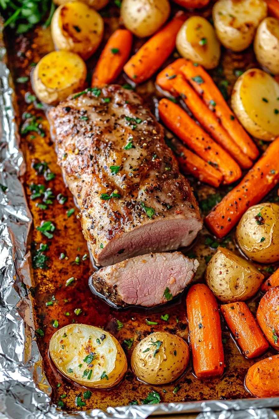 Sheet Pan Cherry-Glazed Pork Tenderloin with Root Vegetables