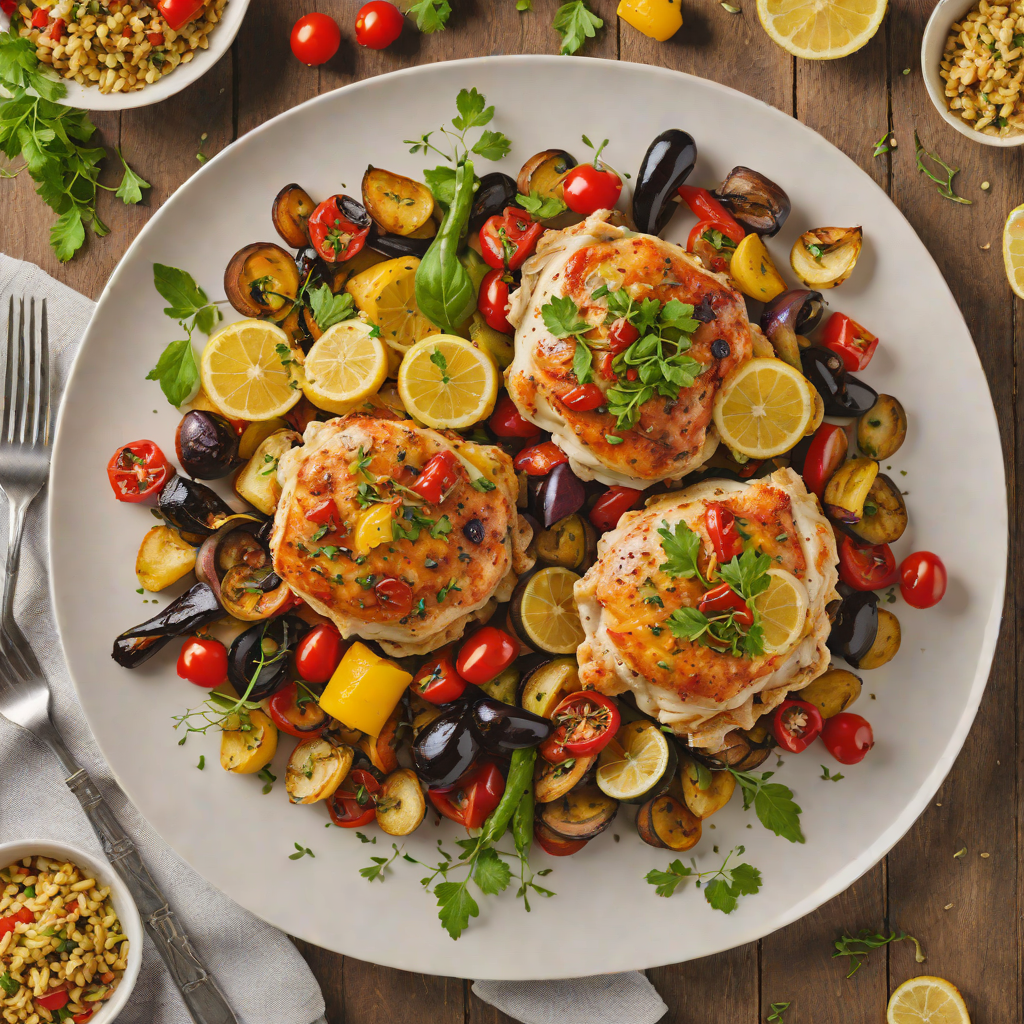Baked Lemon-Garlic Chicken with Roasted Mediterranean Vegetables