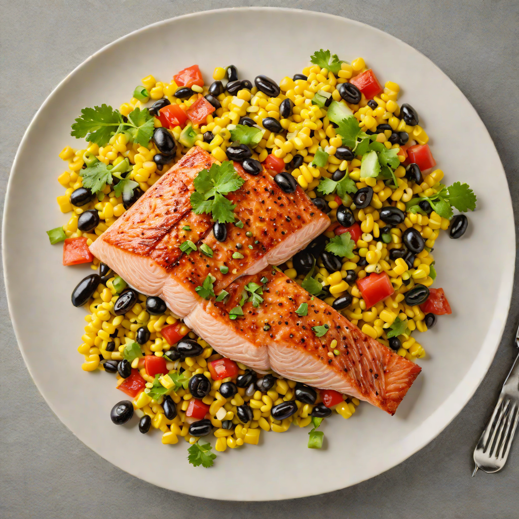Pan-Seared Salmon with Summer Corn and Black Bean Succotash