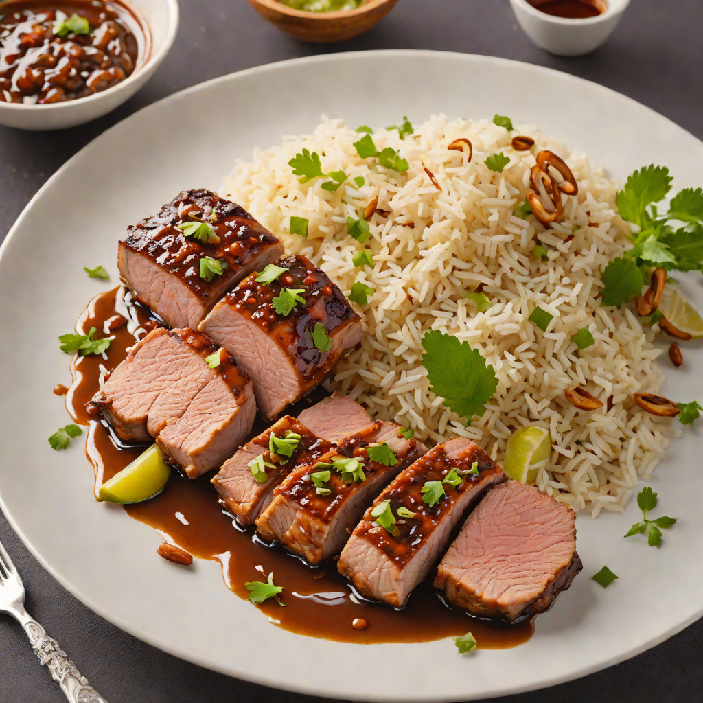 Tamarind-Glazed Pork Tenderloin with Garlic-Lime Rice