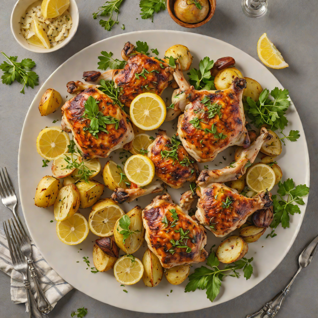 Baked Lemon-Oregano Chicken Thighs with Roasted Potatoes
