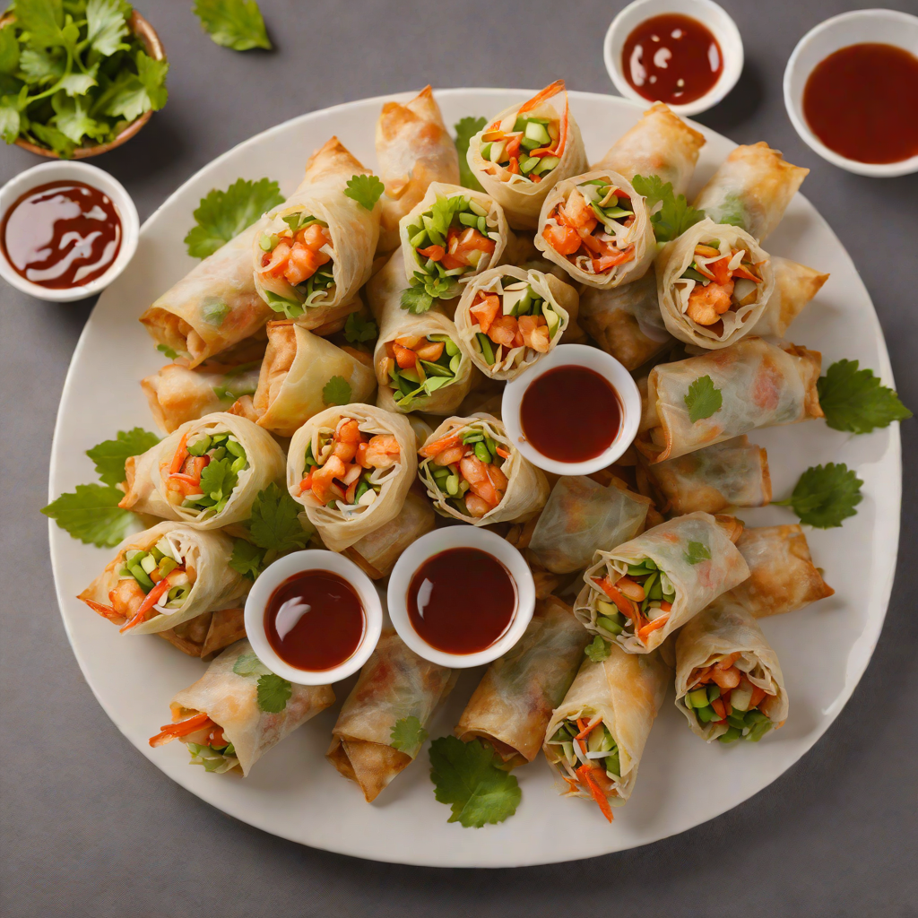 Crispy Thai Shrimp Spring Rolls with Sweet Chili Dipping Sauce