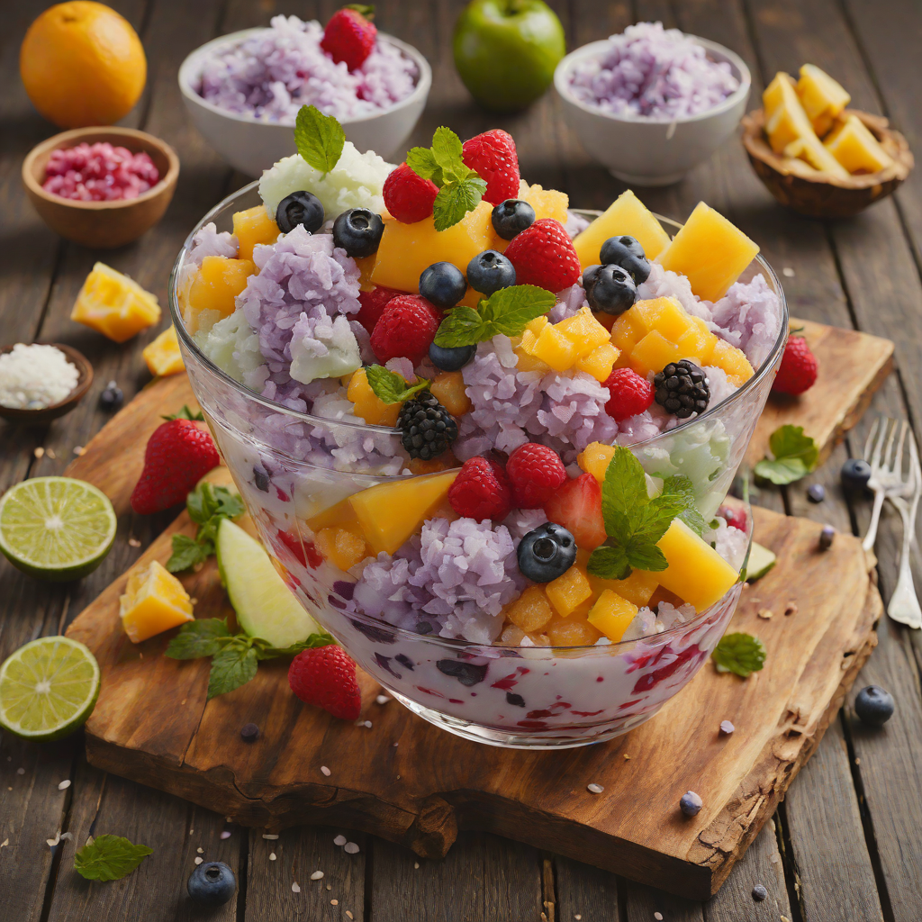 Halo-Halo Inspired Mixed Fruit and Shaved Ice Dessert