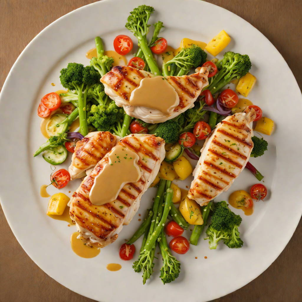 Pan-Seared Chicken with Honey Mustard Glaze and Crisp Vegetables