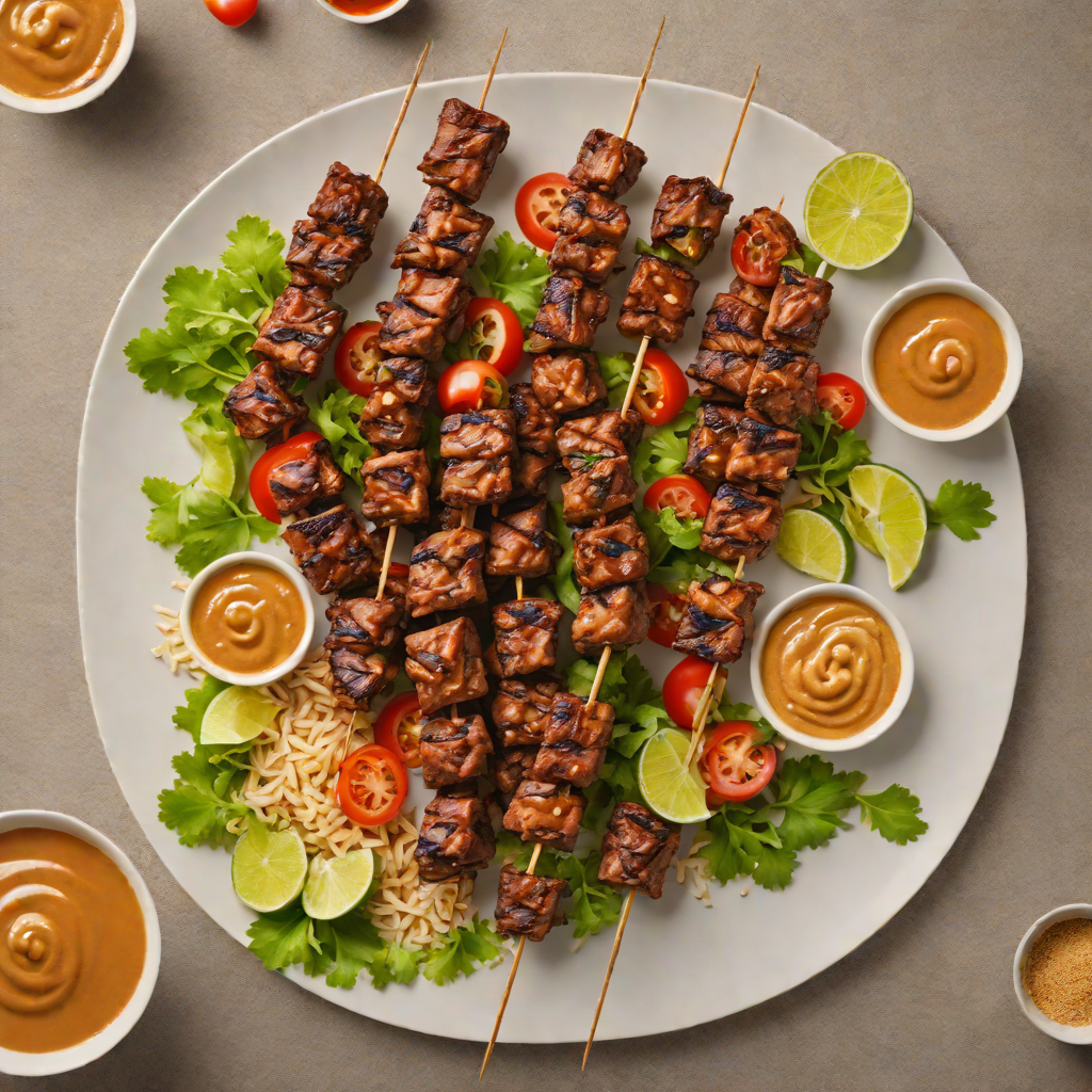 Grilled Suya-Spiced Beef Skewers with Peanut Sauce