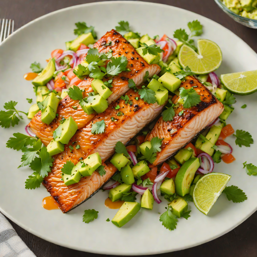 Honey-Lime Glazed Salmon with Cilantro and Avocado Salsa