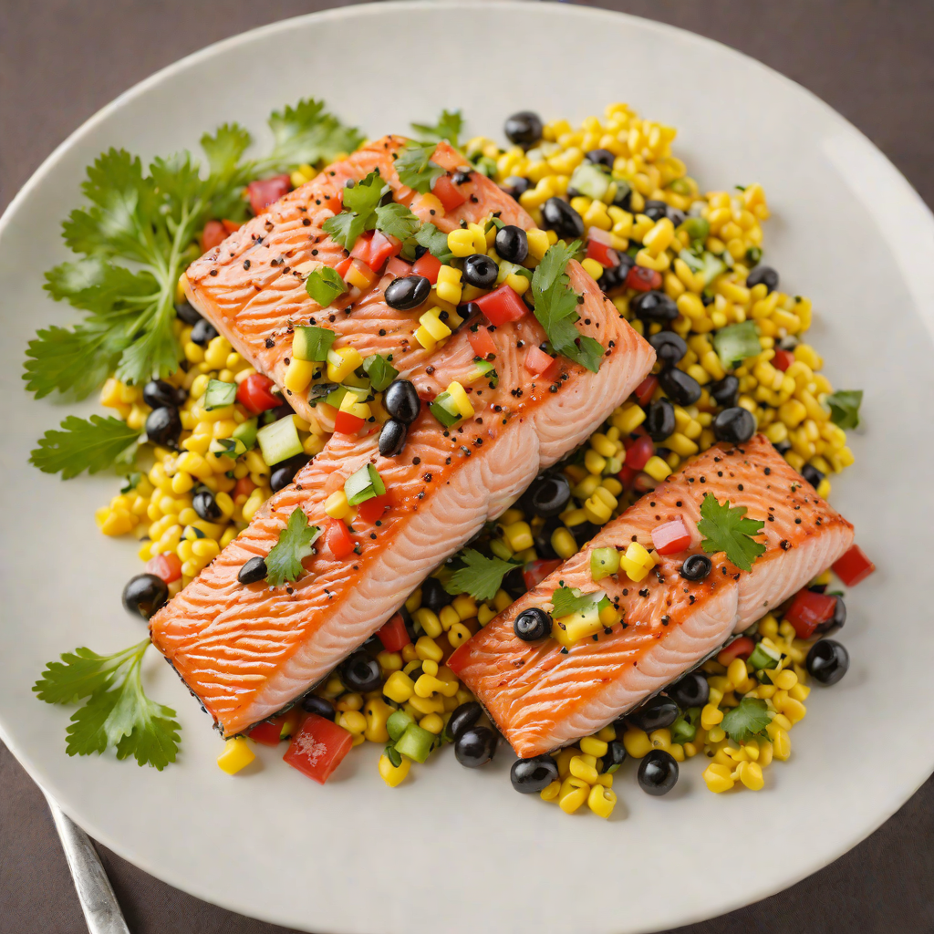 Pan-Seared Salmon with Summer Corn and Black Bean Salsa