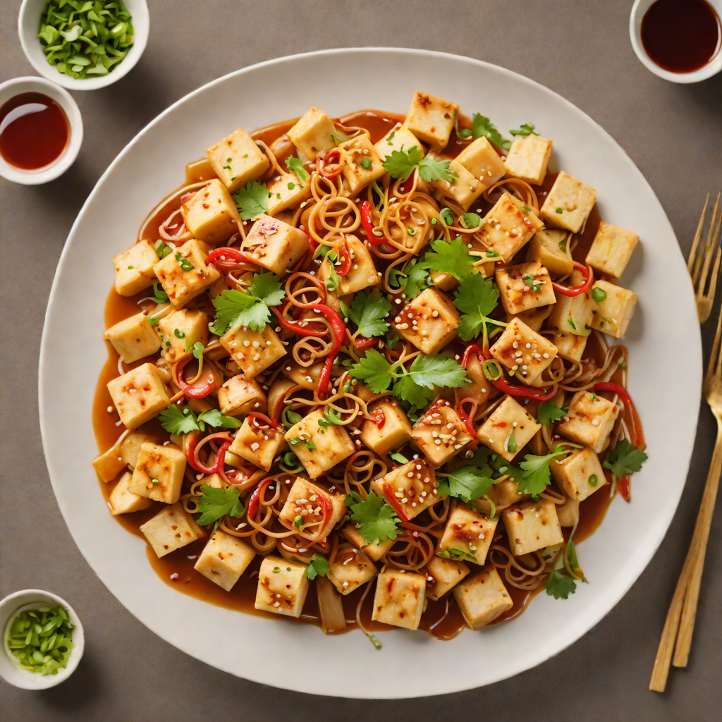 Stir-Fried Tofu and Bamboo Shoots in Spicy Garlic Sauce