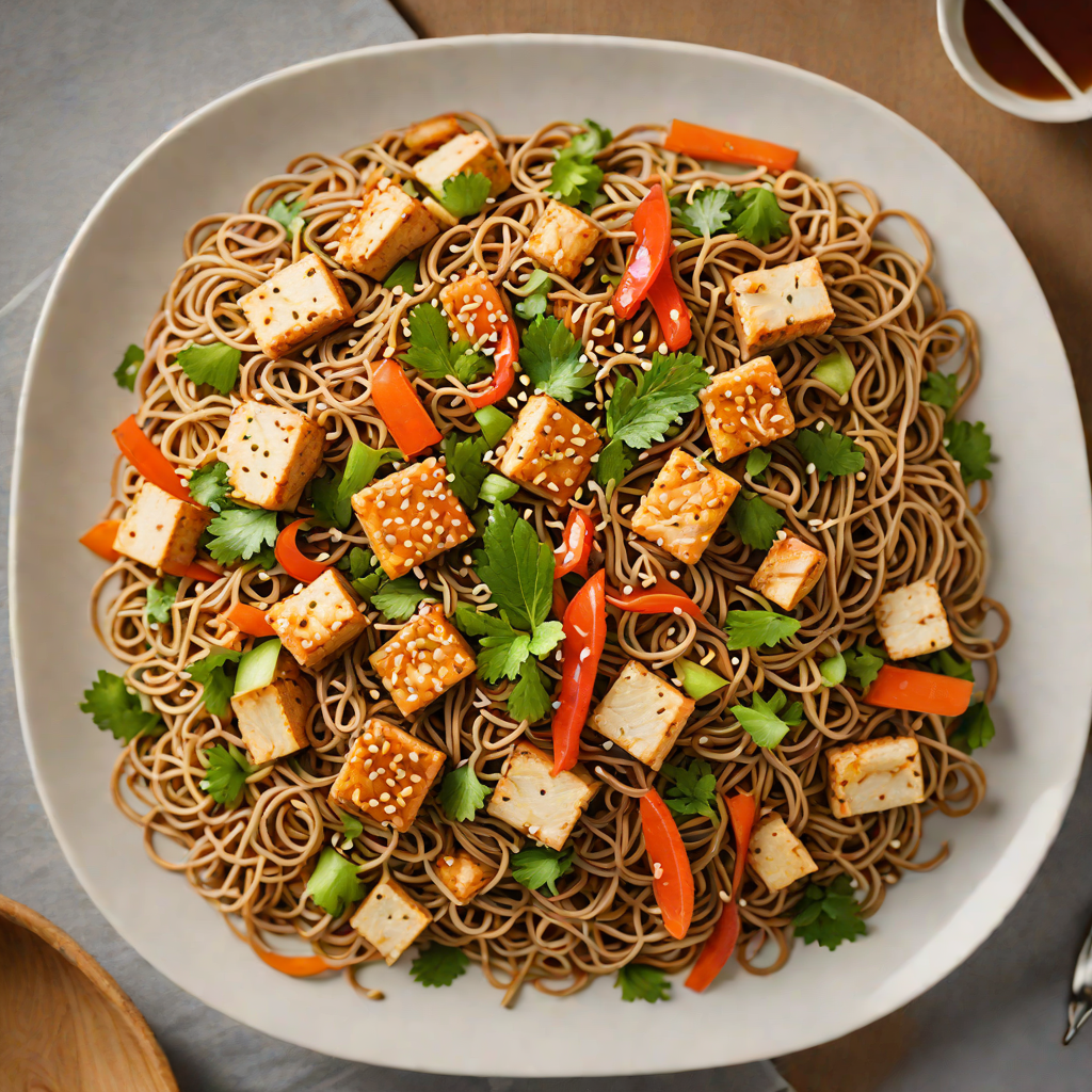 Spicy Garlic Soba Noodle Stir Fry with Tofu