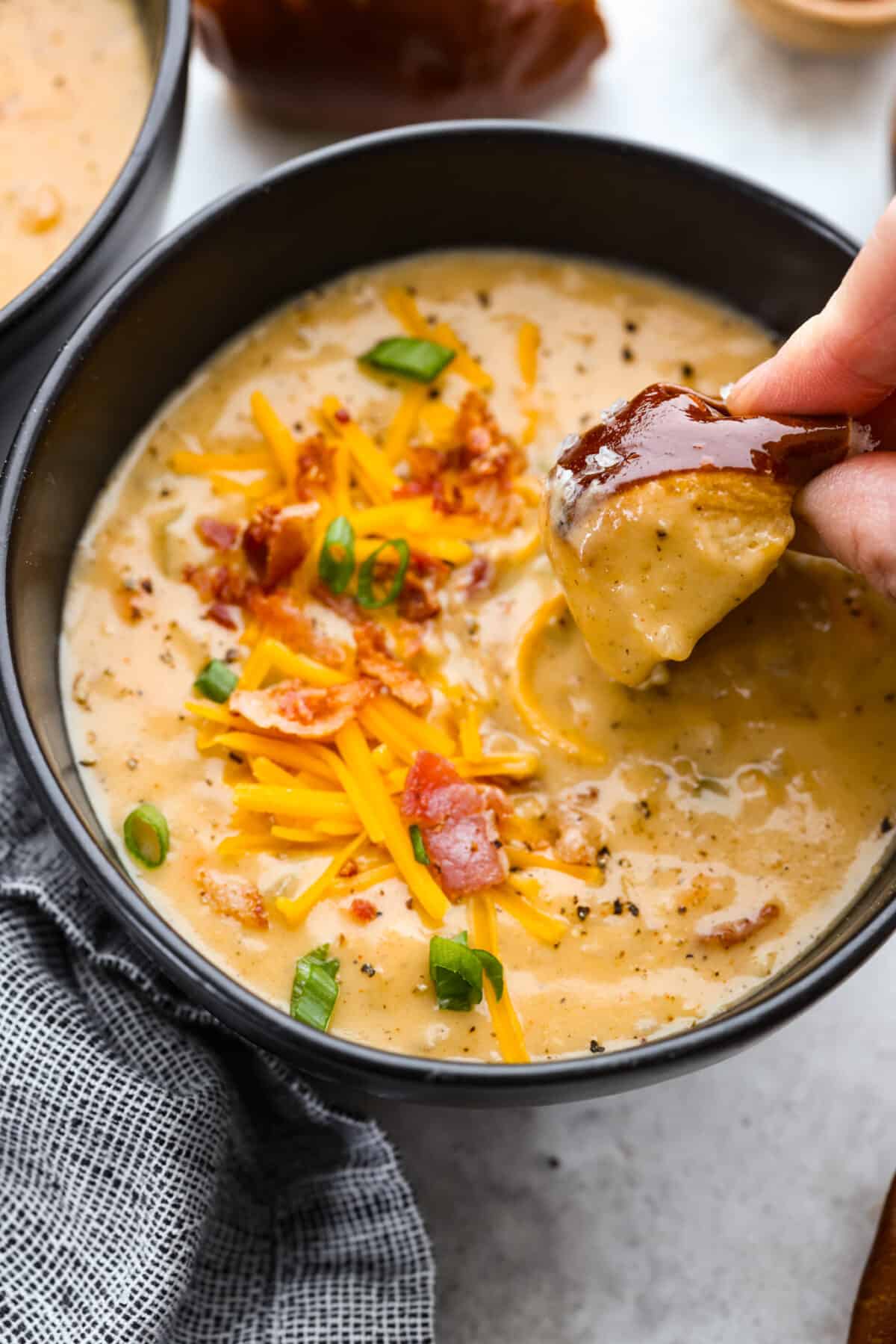 German Beer Cheese Soup with Pretzels