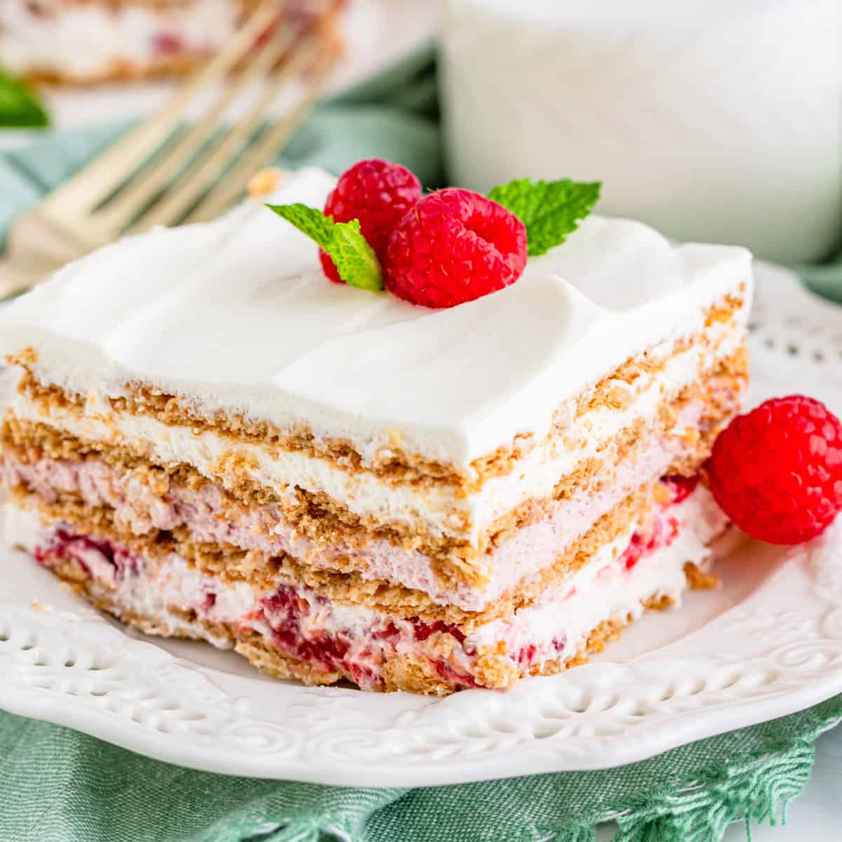 No-Bake Layered Raspberry Icebox Cake