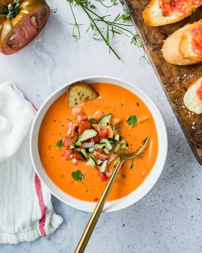 Smoky Spanish Paprika Gazpacho with Fresh Tomato