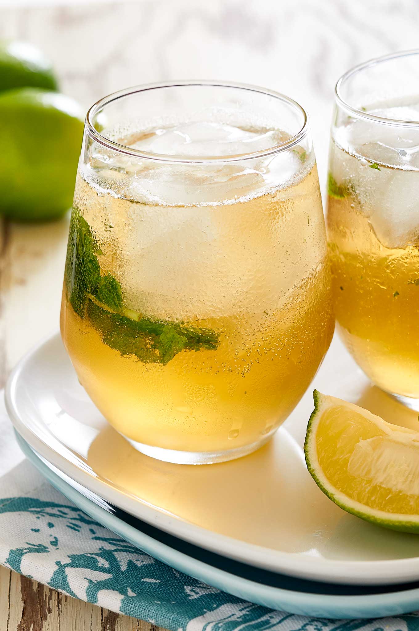 Muddled Ginger Basil Whiskey Collins