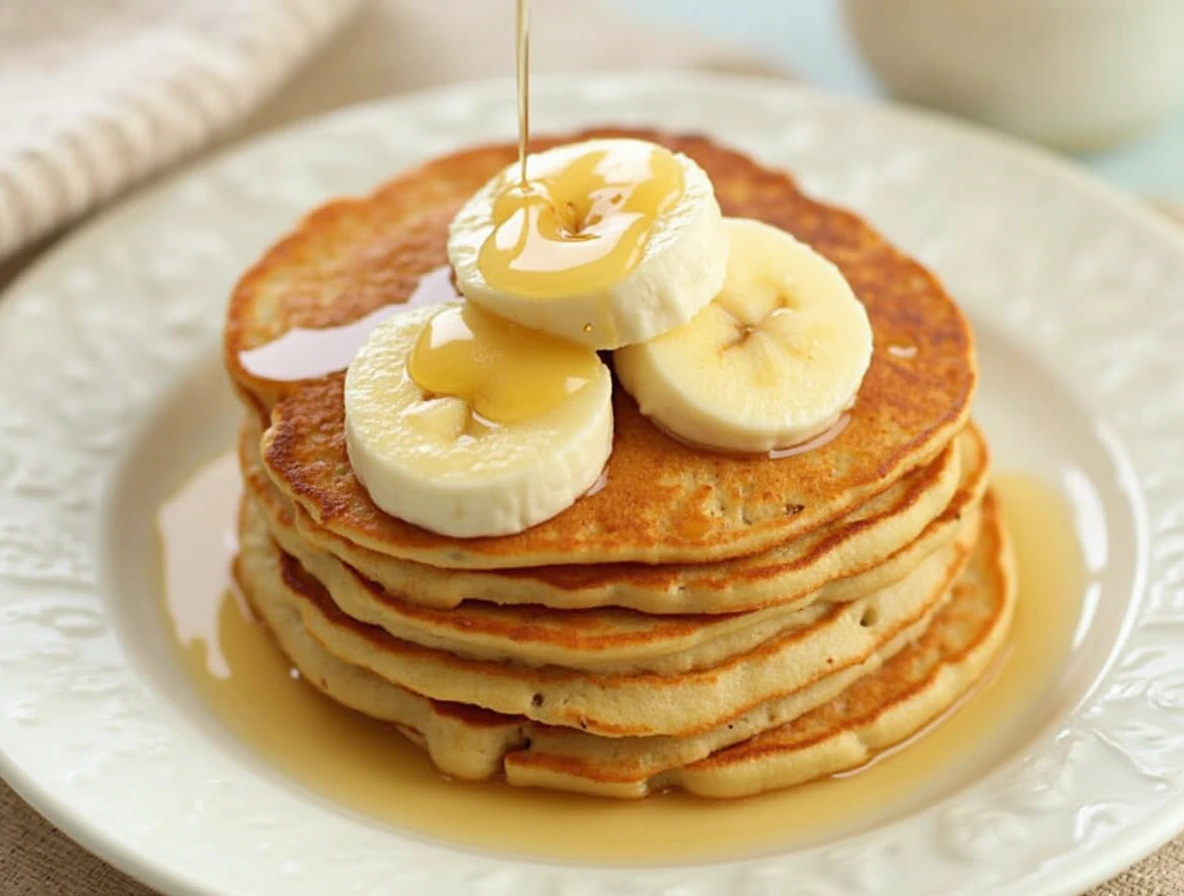 Banana Blender Pancakes with Honey Drizzle