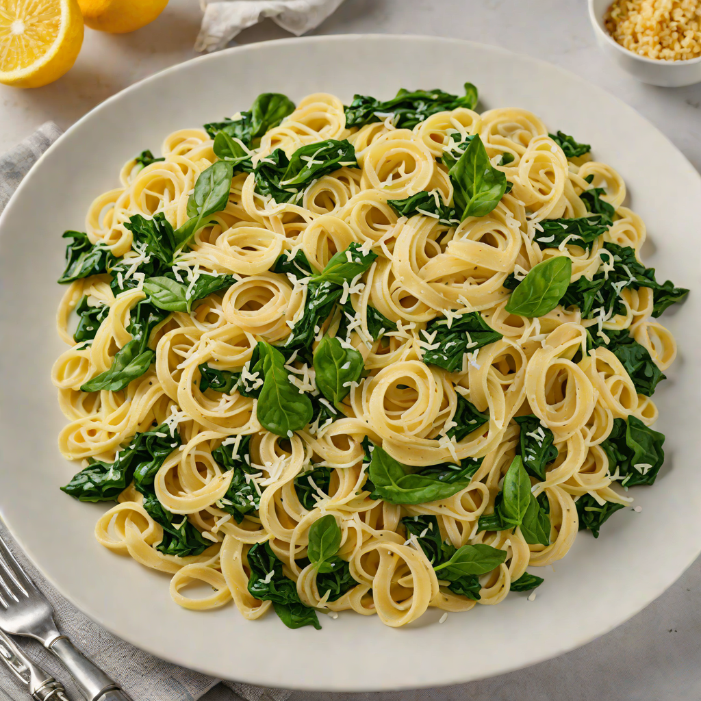 Creamy Lemon-Garlic Fettuccine with Wilted Spinach and Parmesan