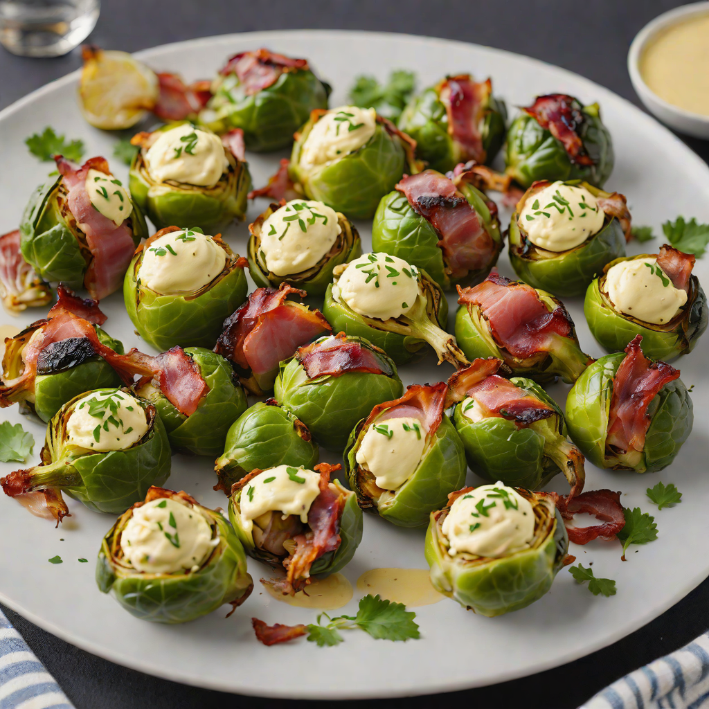 Baked Bacon-Wrapped Brussels Sprouts with Garlic Aioli