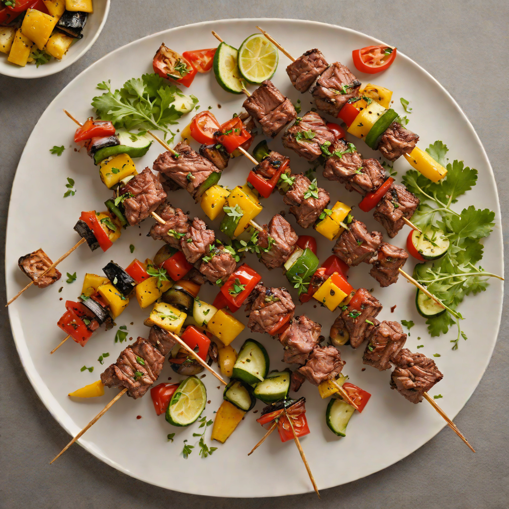 Grilled Spice-Rubbed Beef Skewers with Charred Vegetables