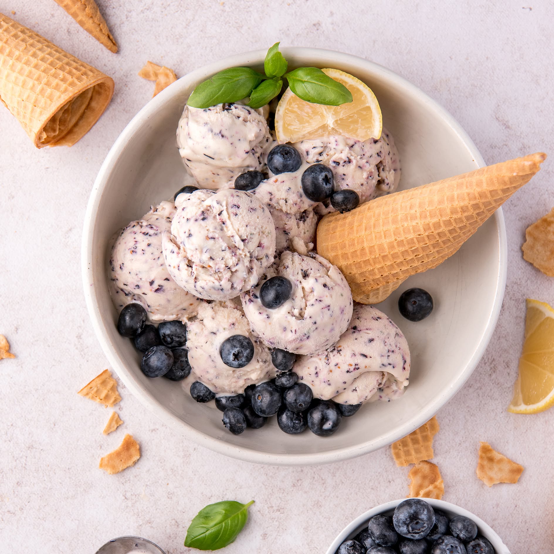 No-Churn Lemon Blueberry Ice Cream