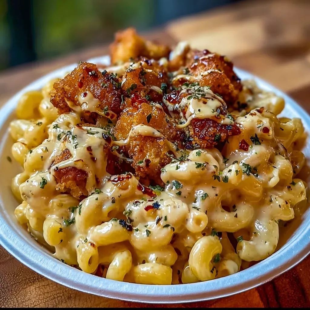 Pan-Seared Chicken with Smoky Mac and Cheese Tots