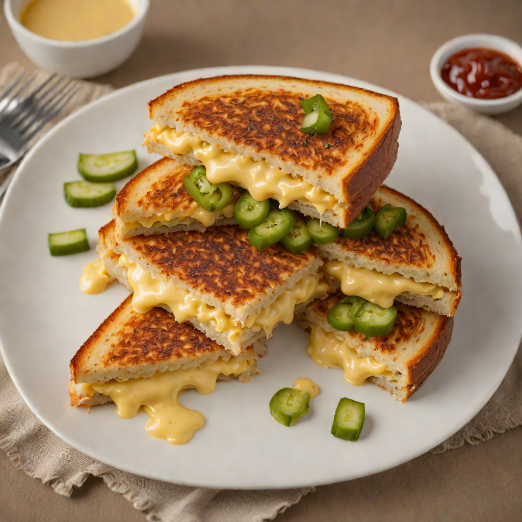 Spicy Mac and Cheese Grilled Cheese Sandwich with Pickles