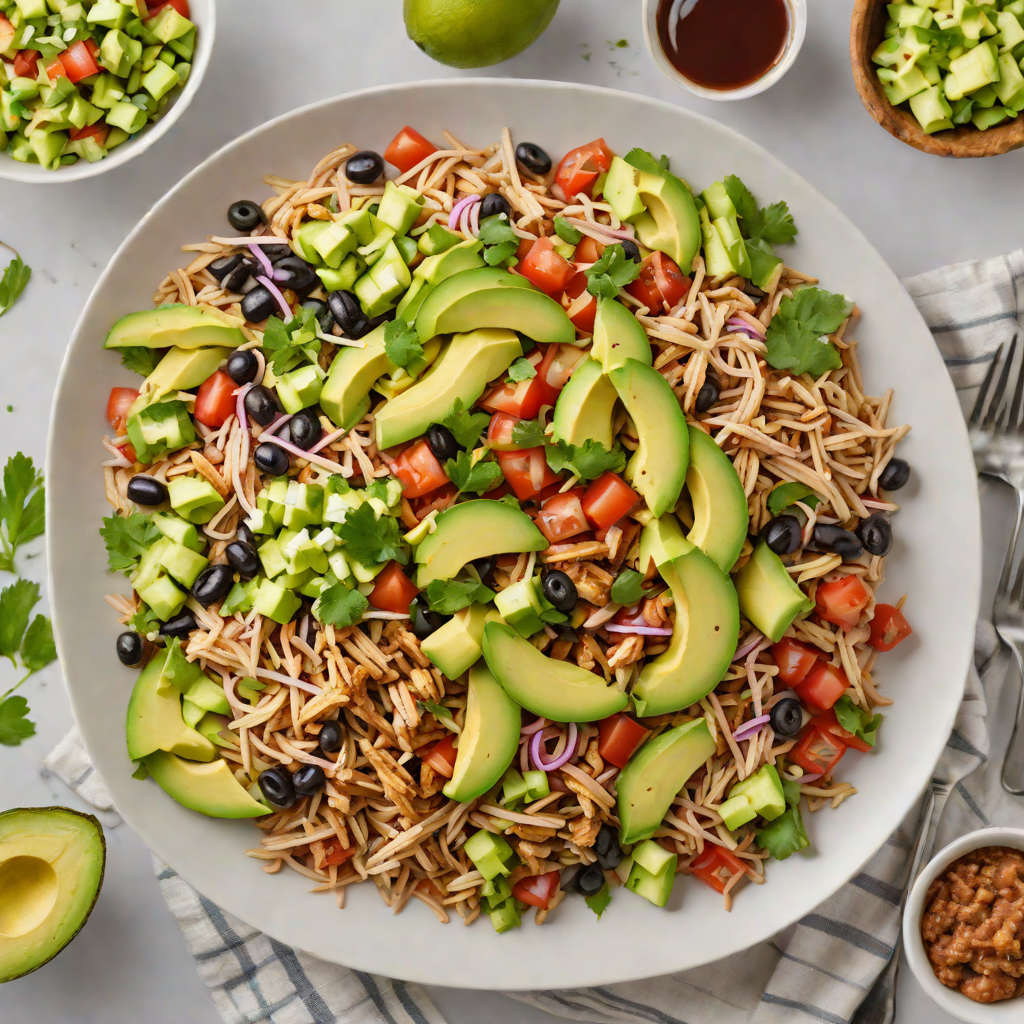Shredded Chicken and Black Bean Burrito Bowl with Avocado Salsa