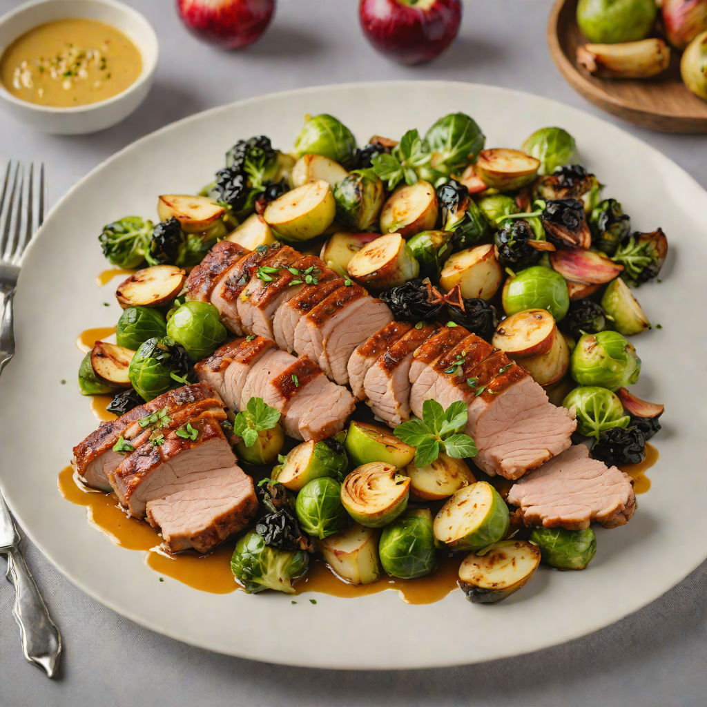 Turmeric-Spiced Pork Tenderloin with Roasted Brussels Sprouts and Apples