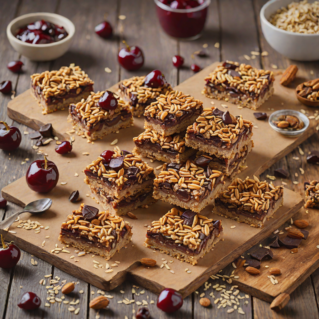 Chocolate-Cherry Oat Bars with Almond Butter Swirl