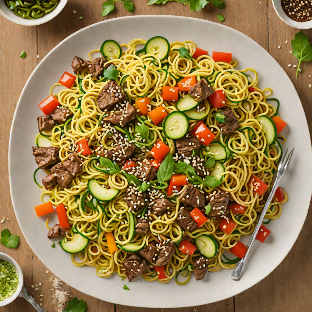 Zucchini Noodle Stir-Fry with Ginger Sesame Beef