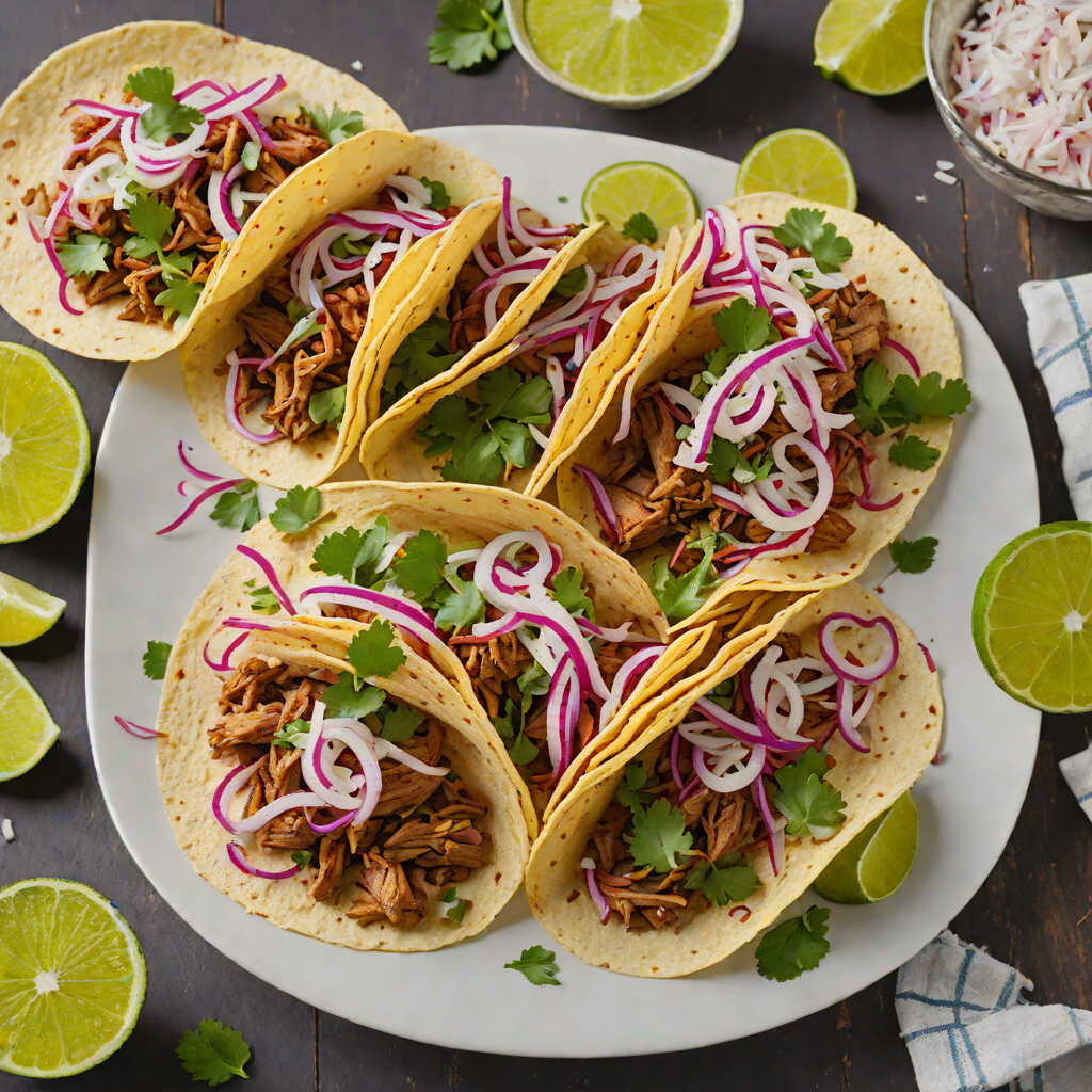 Spicy Carnitas Tacos with Pickled Red Onion and Cilantro Lime Slaw