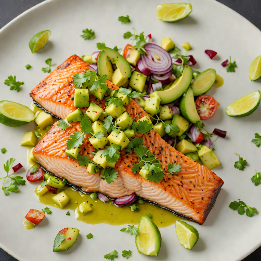 Pan-Seared Salmon with Avocado Salsa Verde
