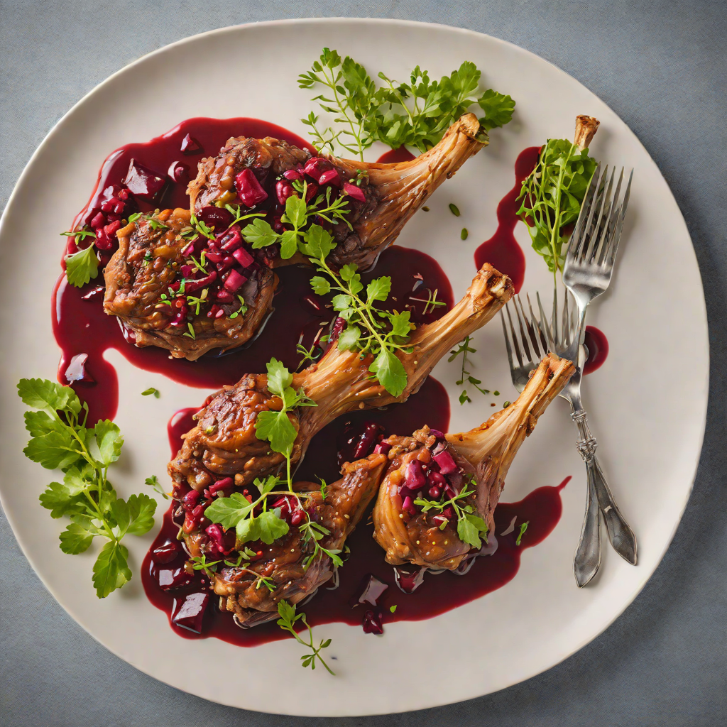 Slow-Cooked Lamb Shanks with Wattleseed and Beetroot Mash