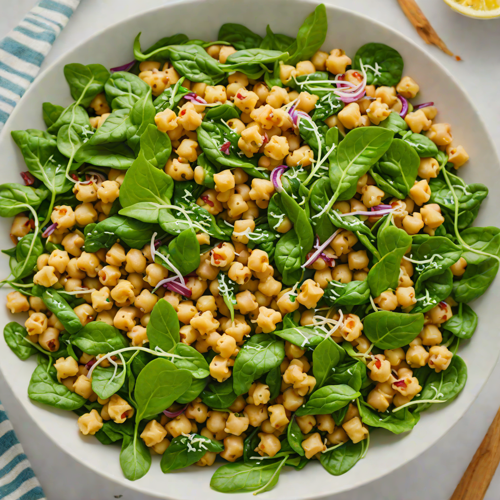 Sautéed Chickpea and Spinach Salad with Lemon-Garlic Dressing
