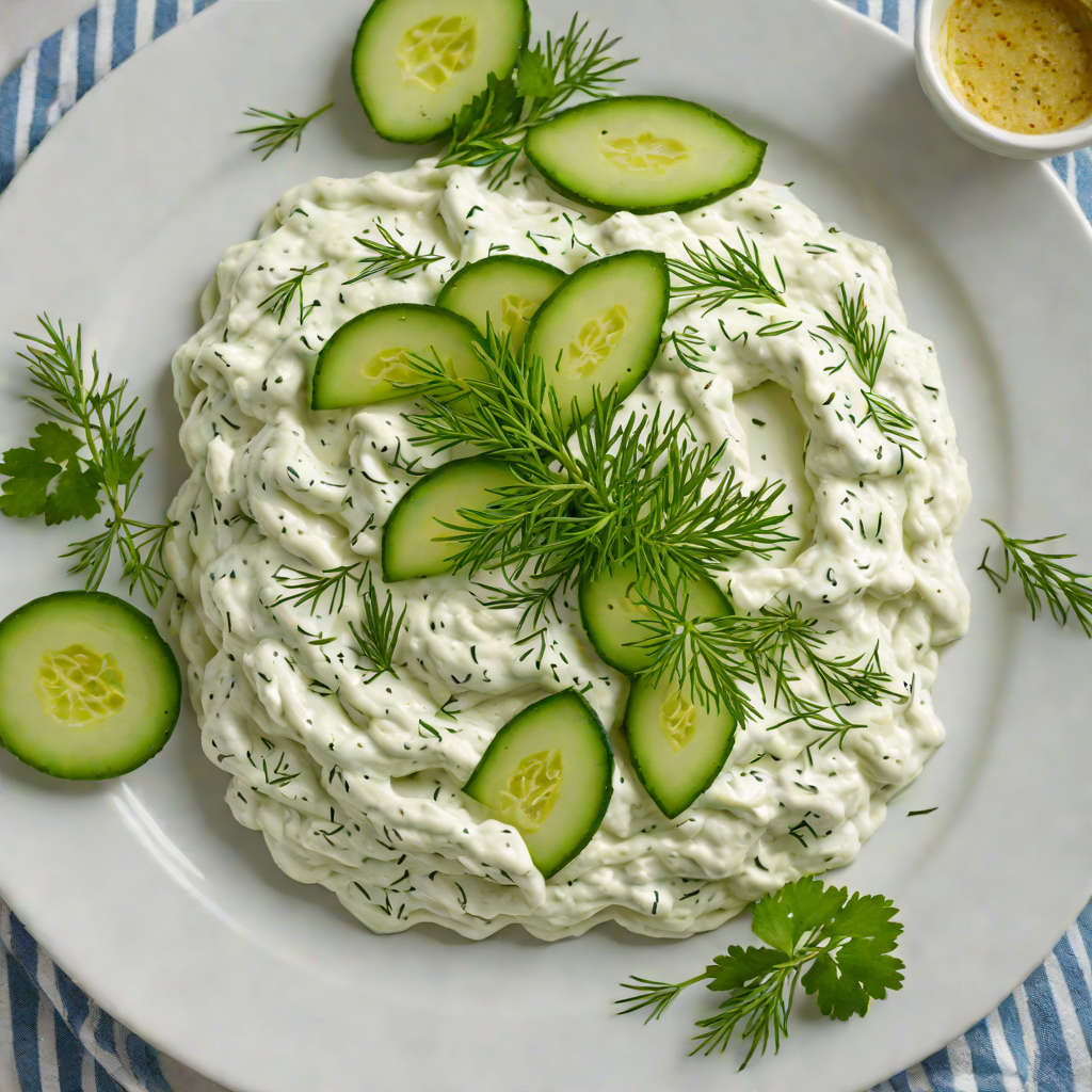 Tangy Greek Tzatziki Sauce with Cucumber and Dill