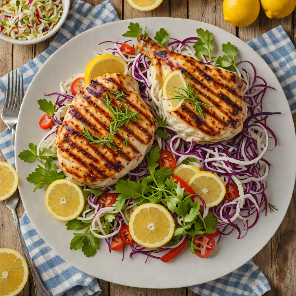 Grilled Lemon-Rosemary Chicken with Slaw