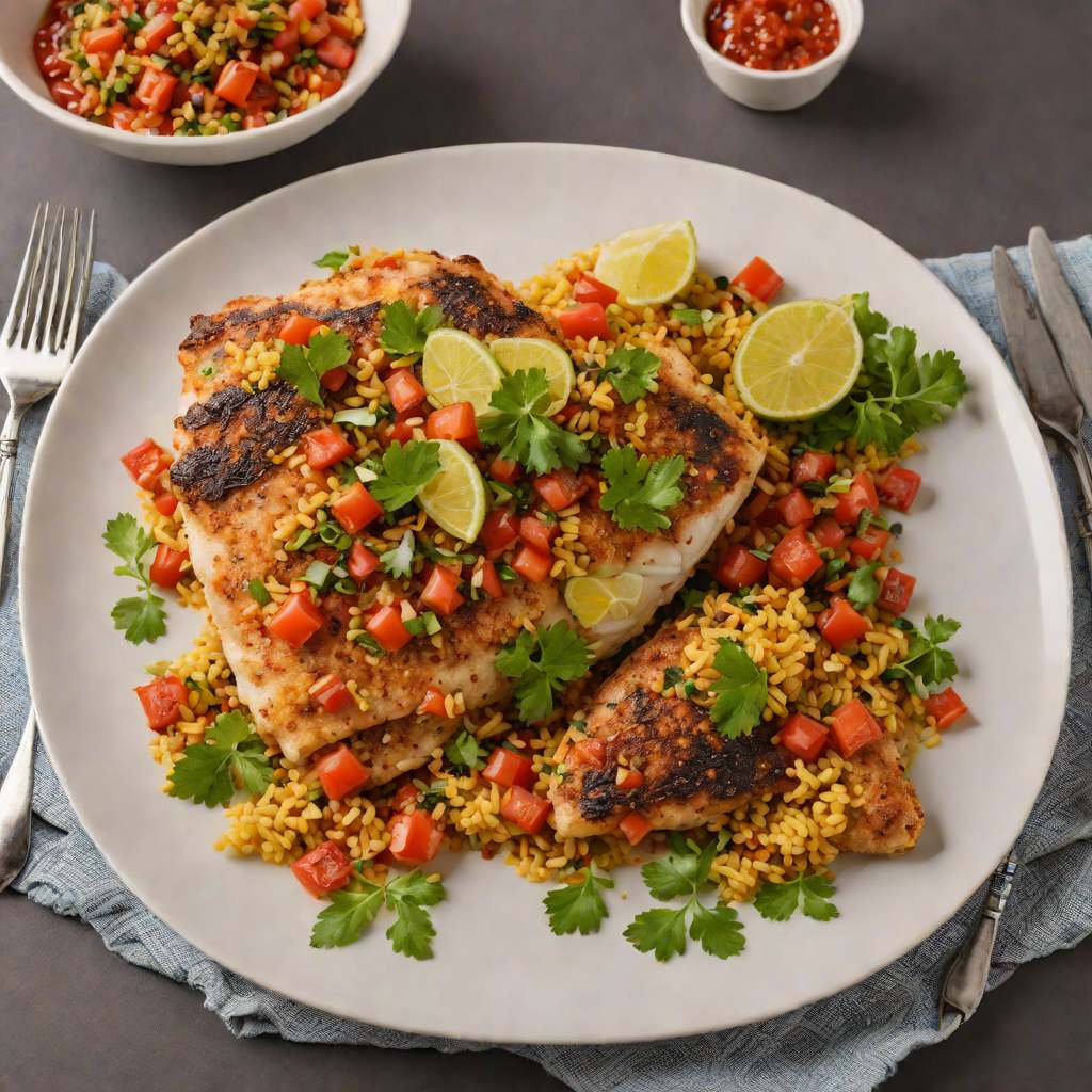 Grilled Ugali-Crusted Tilapia with Spiced Tomato Relish