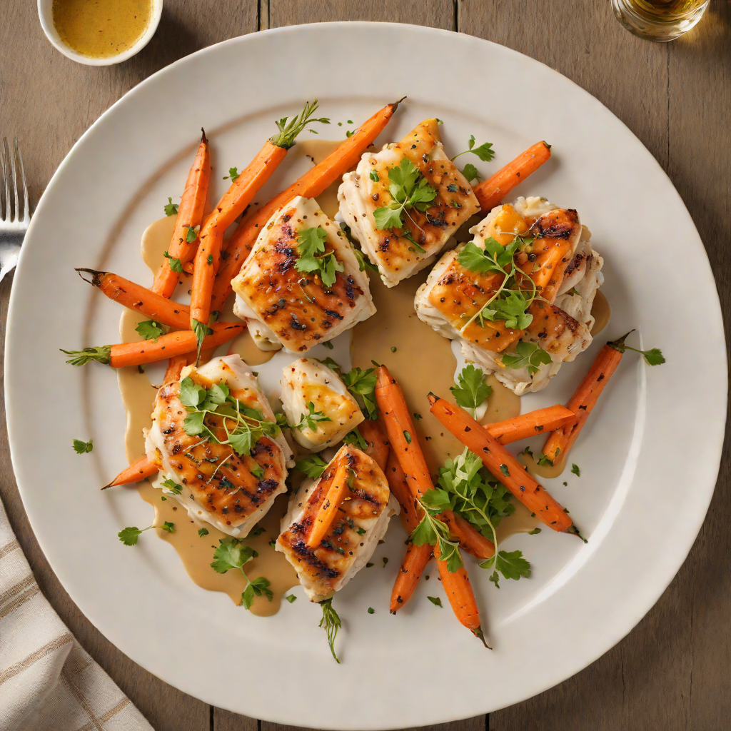 Pan-Seared Chicken with Honey Mustard Sauce and Roasted Carrots