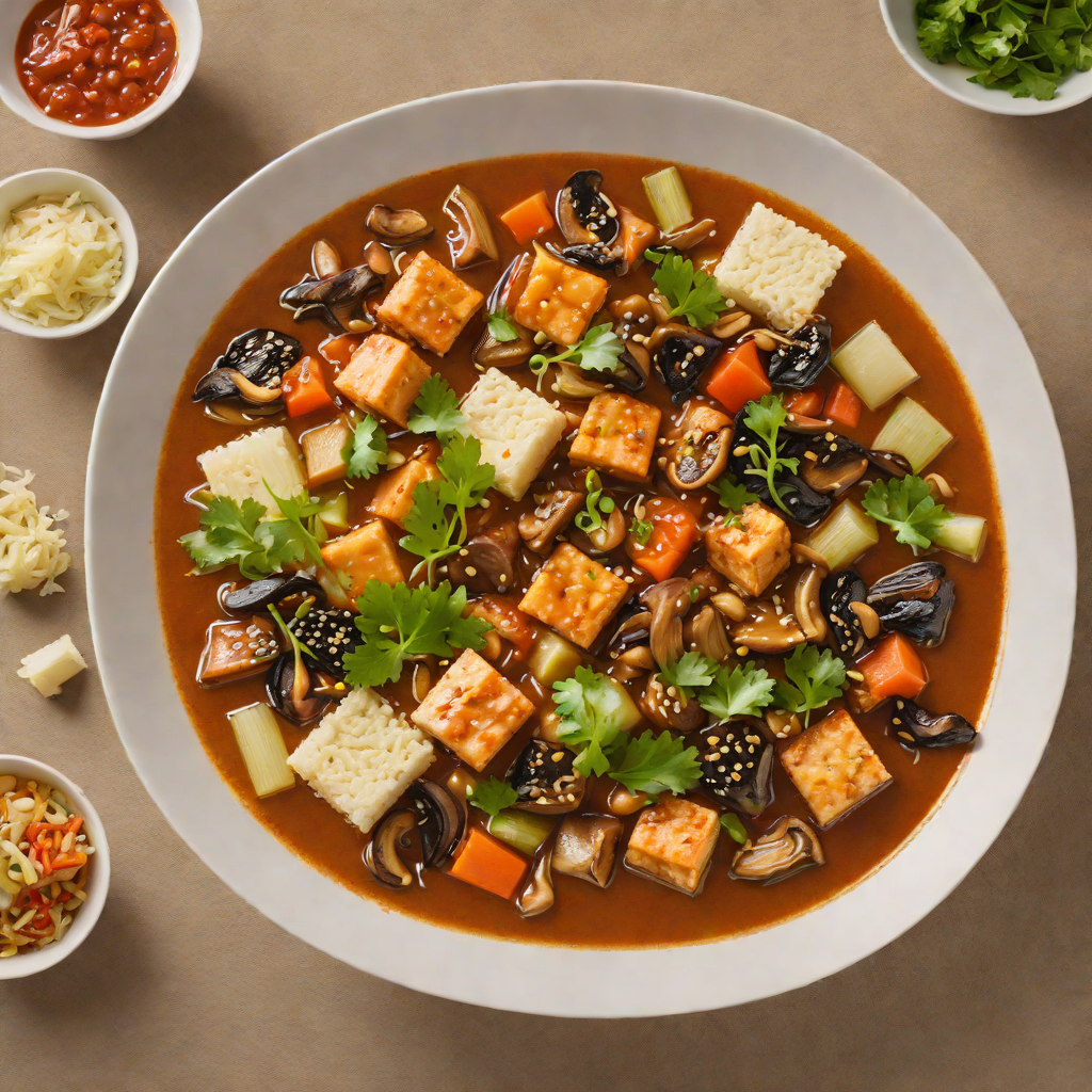 Korean-Style Spicy Tofu Stew with Napa Cabbage and Mushrooms
