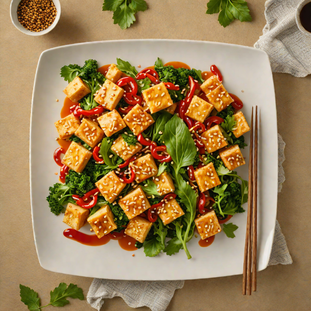 Stir-Fried Tofu with Chili-Garlic and Sesame Greens