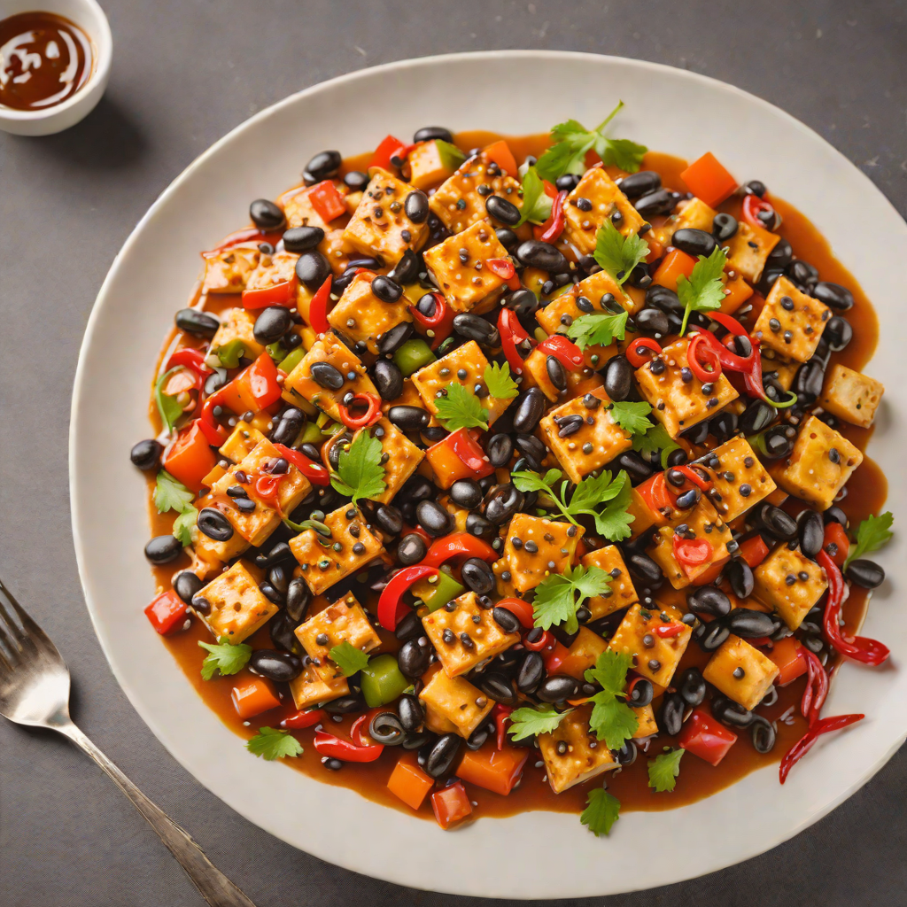 Stir-Fried Tofu with Spicy Black Bean and Bell Pepper Sauce