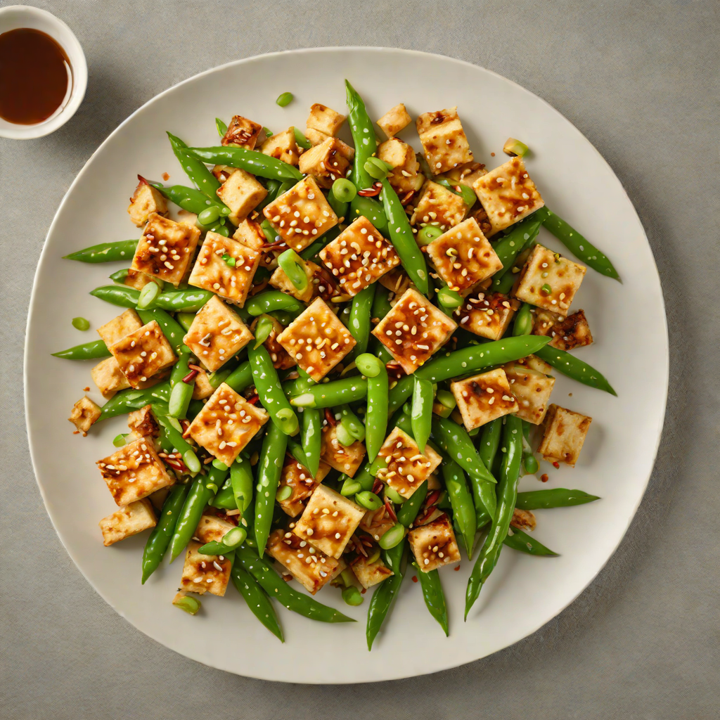 Stir-Fried Tofu with Ginger-Scallion Sauce and Snap Peas