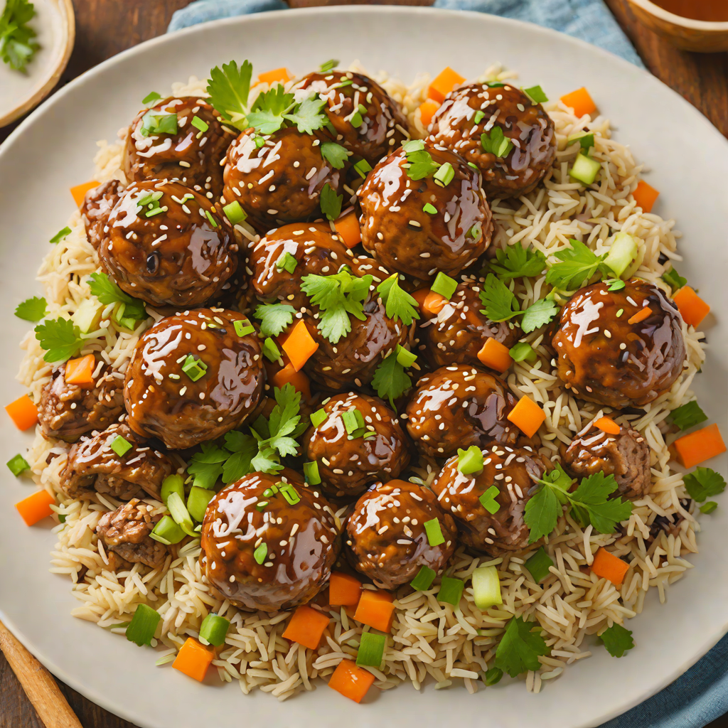 Sheet Pan Teriyaki Meatball Rice Bowls
