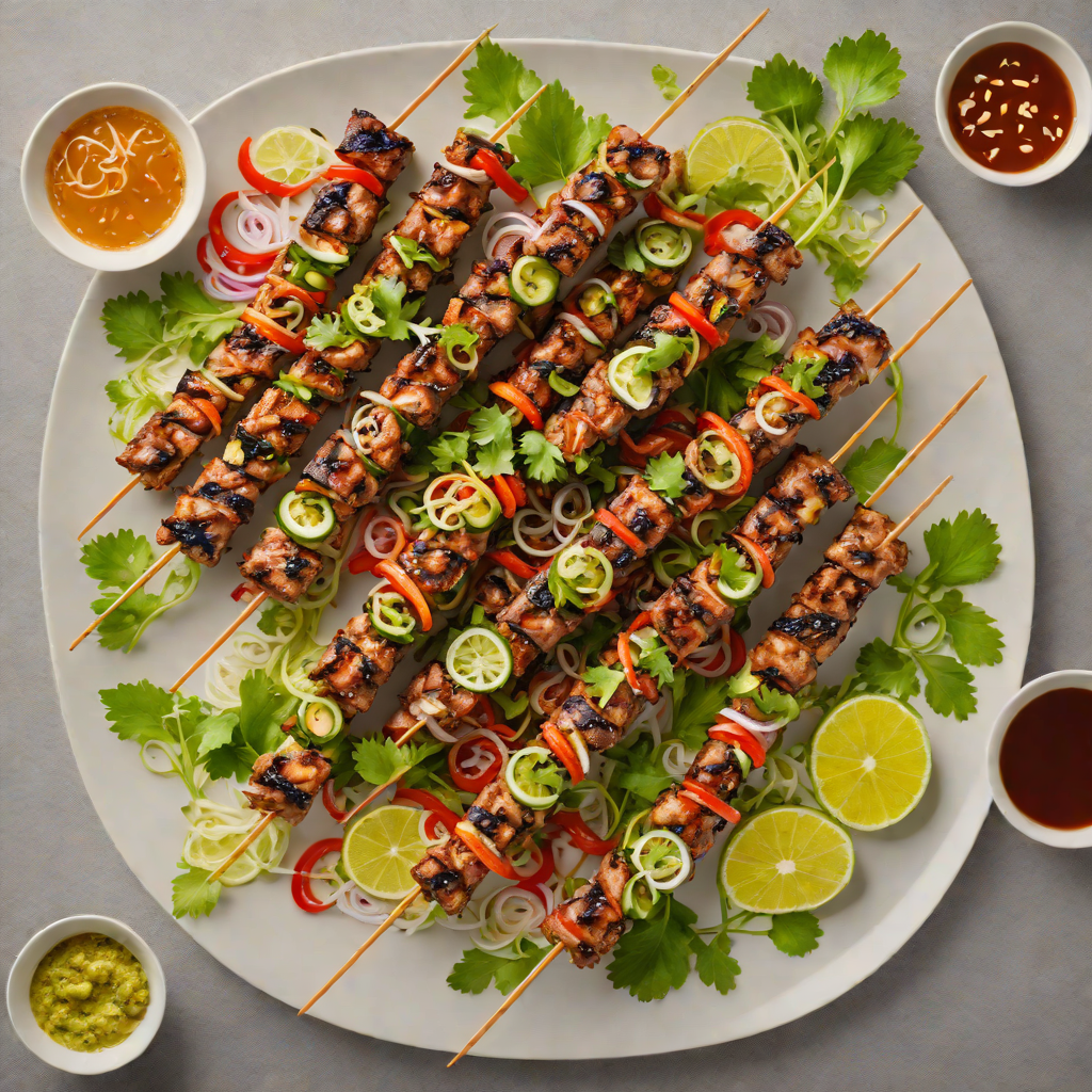 Vietnamese-Inspired Grilled Lemongrass Pork Skewers with Pickled Vegetables