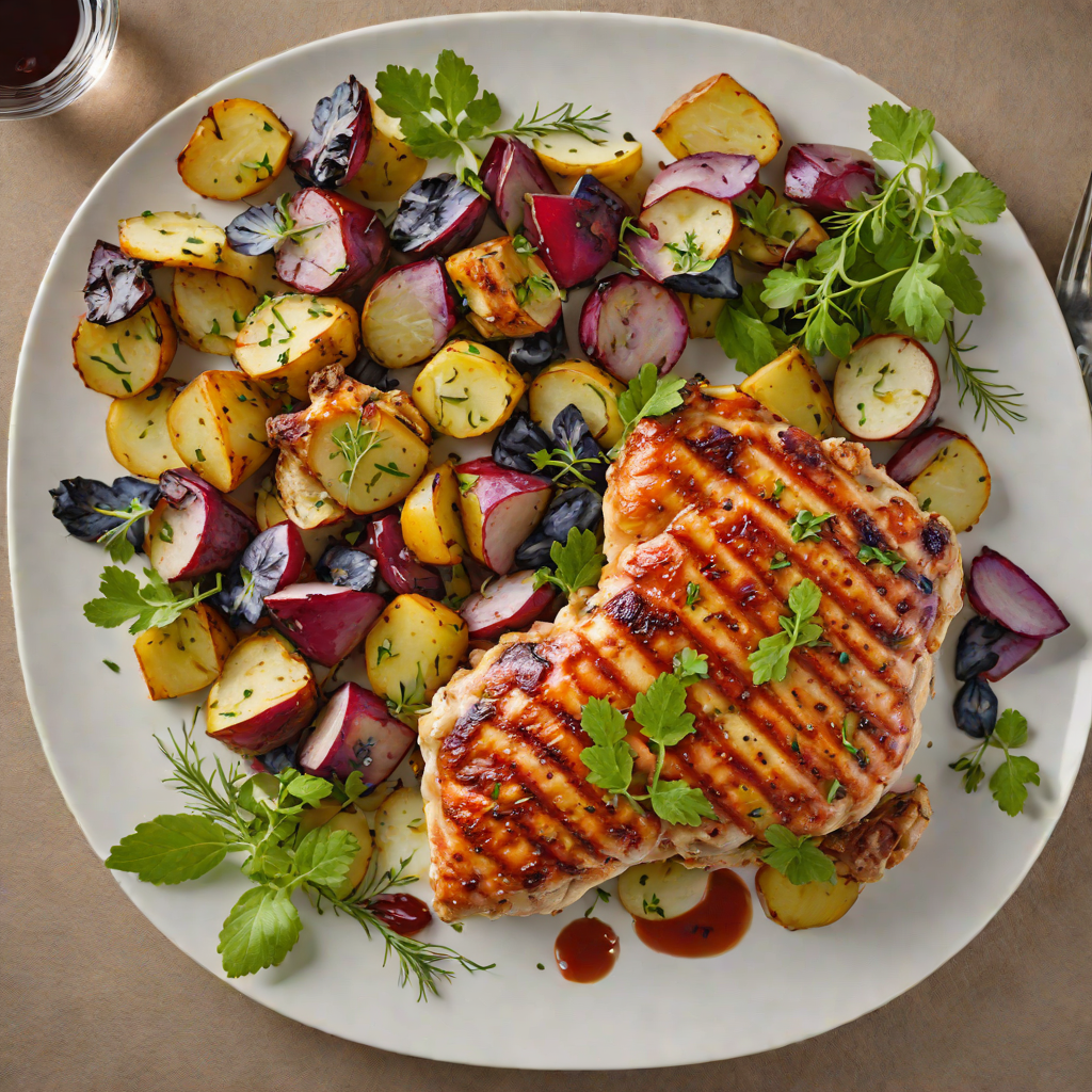 Grilled Herb-Marinated Chicken with Roasted Potato Medley
