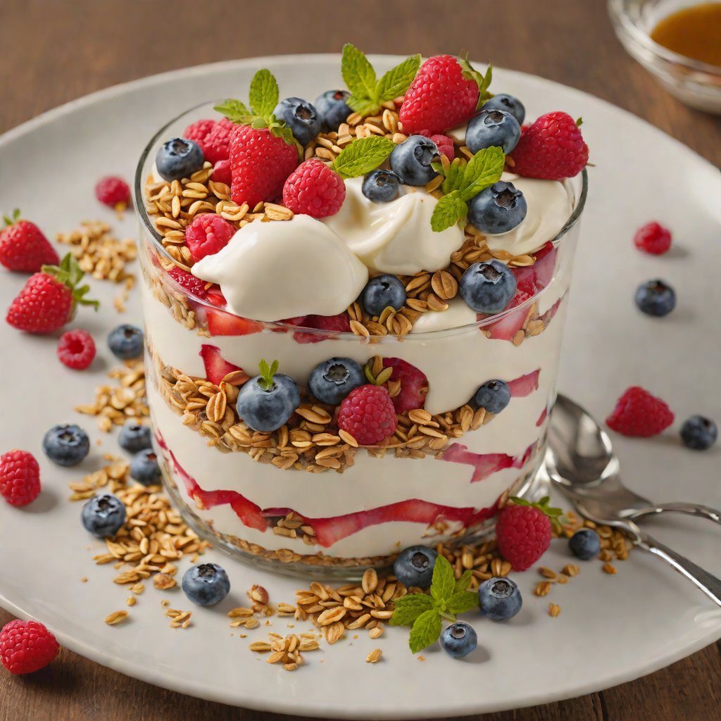 Star-Spangled Berry Parfait with Honey Yogurt and Granola
