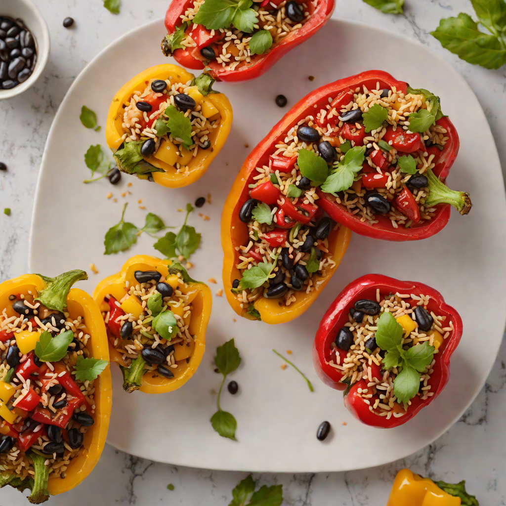 Oven-Baked Stuffed Bell Peppers with Quinoa, Black Beans, and Sundried Tomatoes